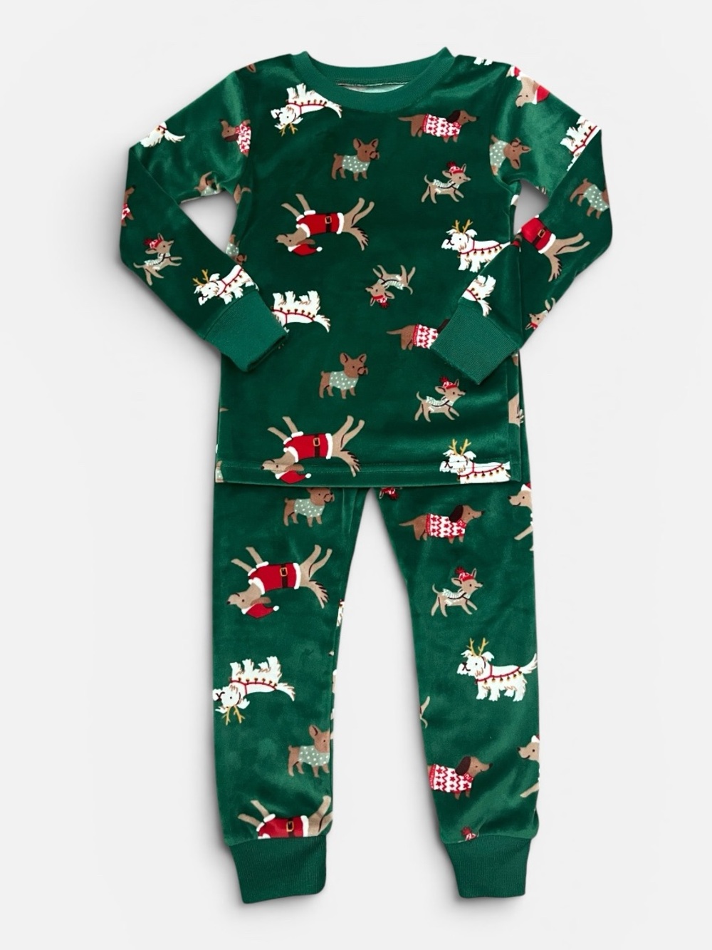 Carter's Toddler Holiday 2-Piece Green Velour Pajama Set - Size 3T